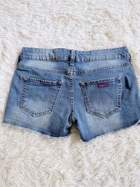 Mango Low Waisted Faded Blue Denim Frayed Hem Shorts